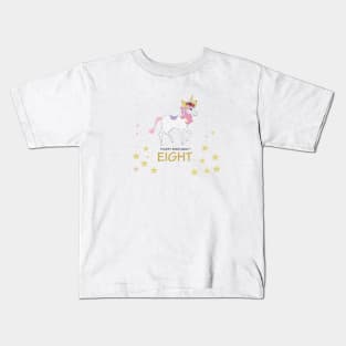 Eighth birthday. Eight. Unicorn Birthday invitation. Party invitation greeting Kids T-Shirt